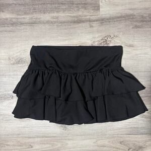 Black Ruffle Mini Skirt Flowy Layered Cute Going Out Skirt